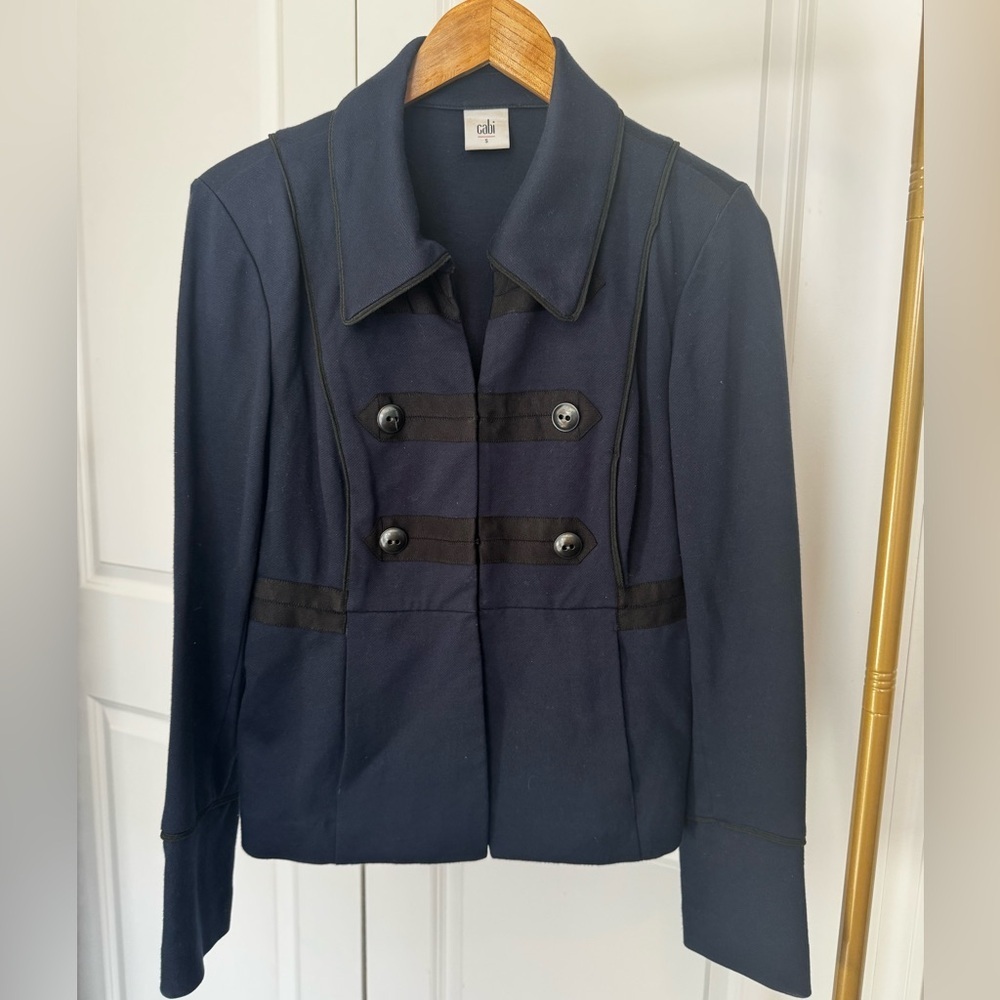CAbi Navy and Black Military-Style Blazer